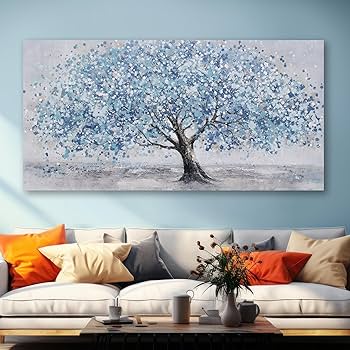 USA 絵画　インテリア Amazon.com: Tree of Life Wall Art Blue Tree Picture Wall